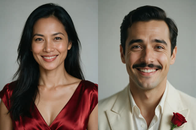 A couple trade a sweet and teasing Valentine’s Day rap — Portrait fictif généré par IA