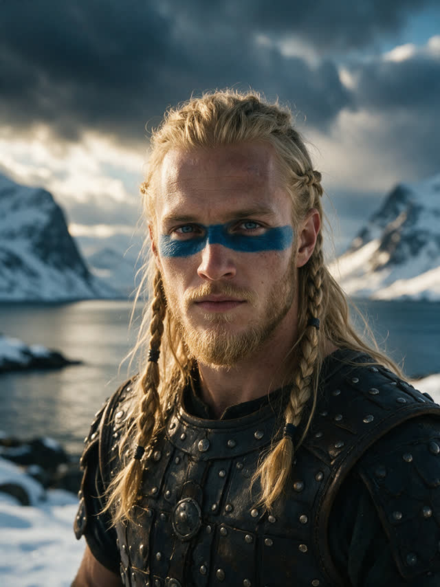 An original Viking character raps a battle anthem. — Retrato ficticio generado con IA